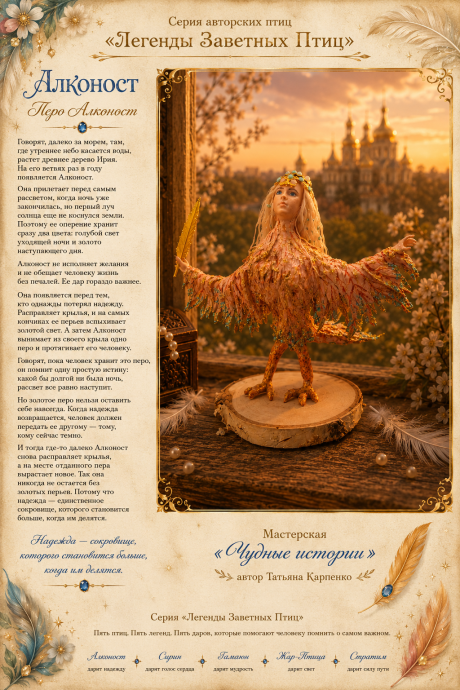 Ватная игрушка птица Алконост 2