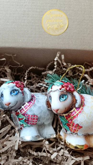 Новогодние овечки , елочные игрушки. 3