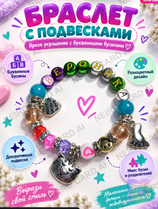 Детский именной браслет
